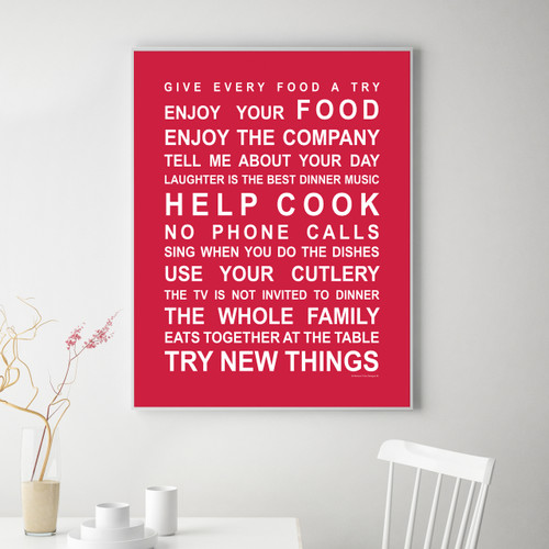 Free Printable Framed Wall Art Kitchen Rules kitchen rules print in red with optional australian made white timber frame