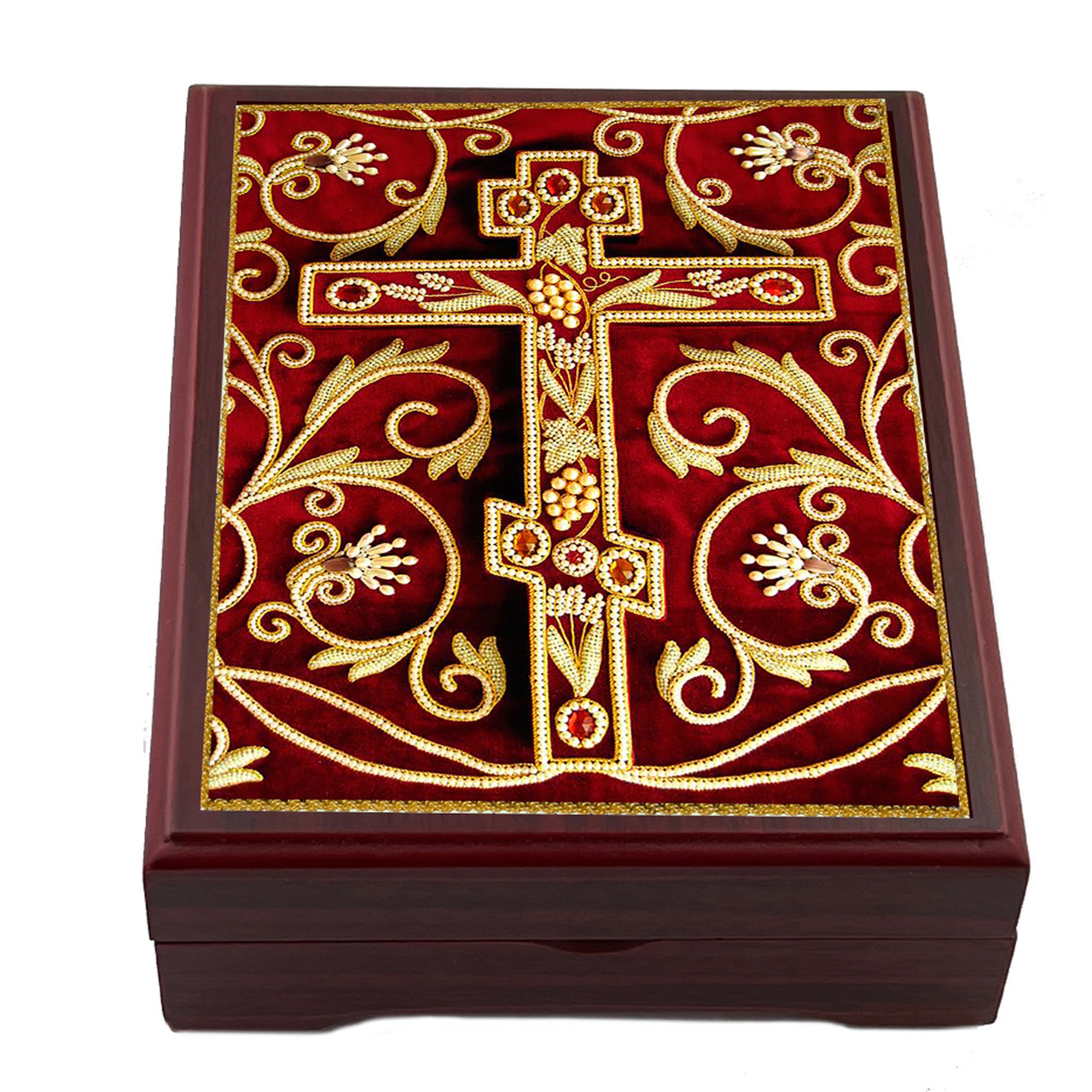 Velvet-lined Box with Cross - St. Paisius Monastery Gift Shop