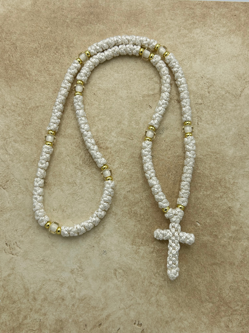 100 knot Russian White Prayer Rope - St. Paisius Monastery Gift Shop