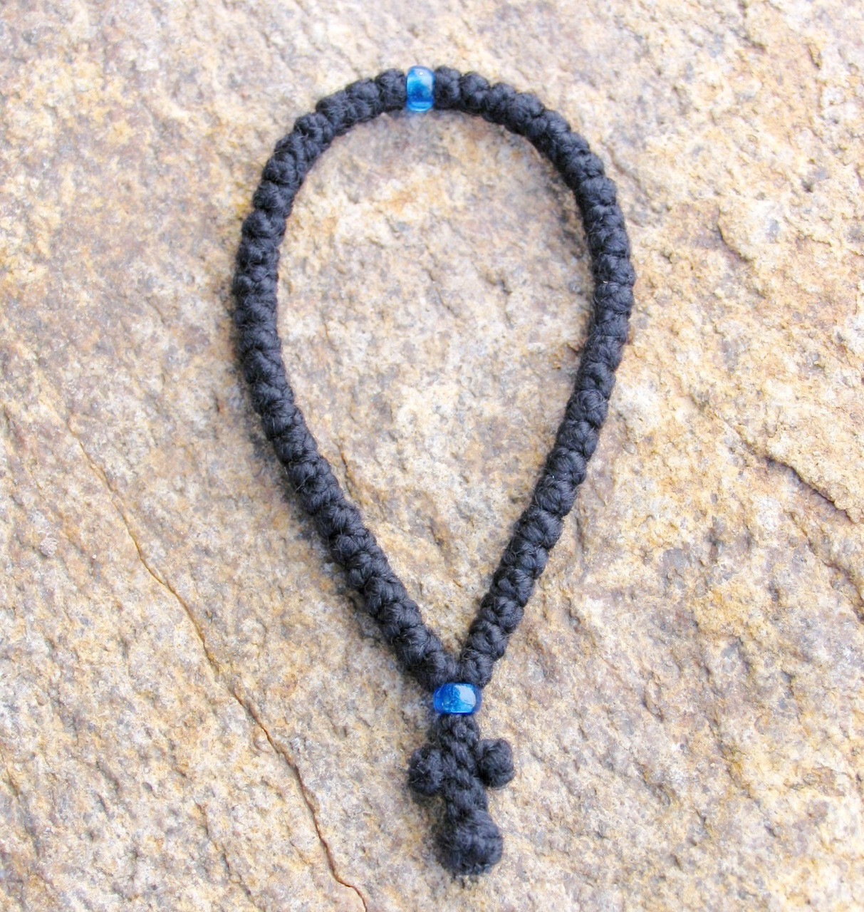 50-Knot Greek Prayer Rope - 2 ply with Blue Bead - St. Paisius ...