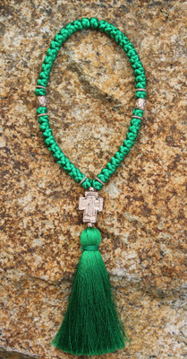 50 Knot Green Satin Cord Prayer Rope