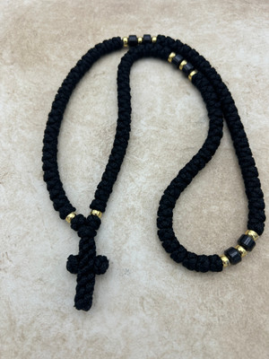 100 knot Greek Black Prayer Rope with black beads