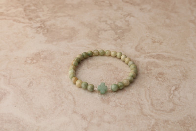 Stone Cross: Semi-Precious Stone Burma Jade