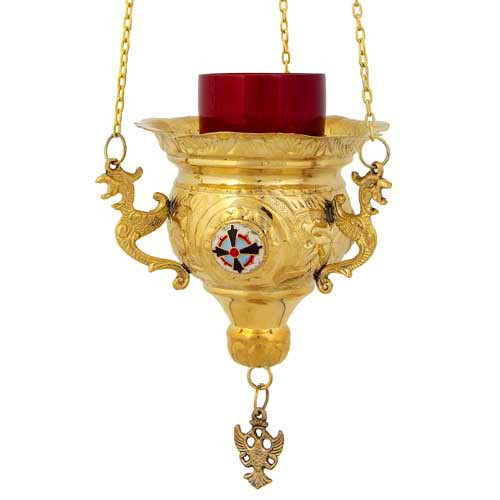 Hanging Vigil Lamp - Gold/Enamel
