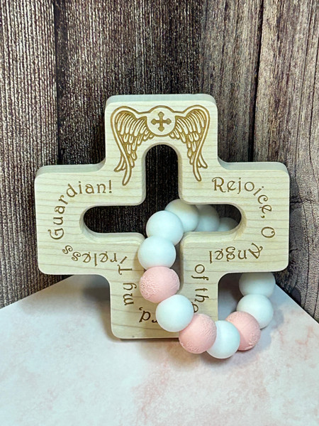 Guardian Angel Teether - Pink/White