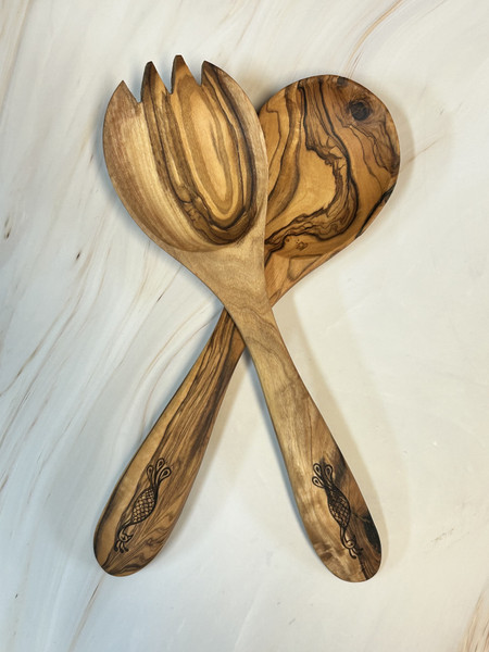 Olive Wood Serving Spoon Set 