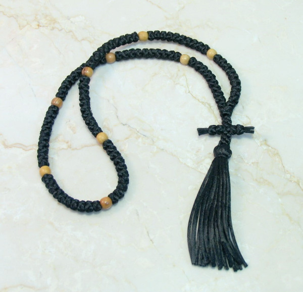 100-knot Russian Prayer Rope - with Olive Wood Beads