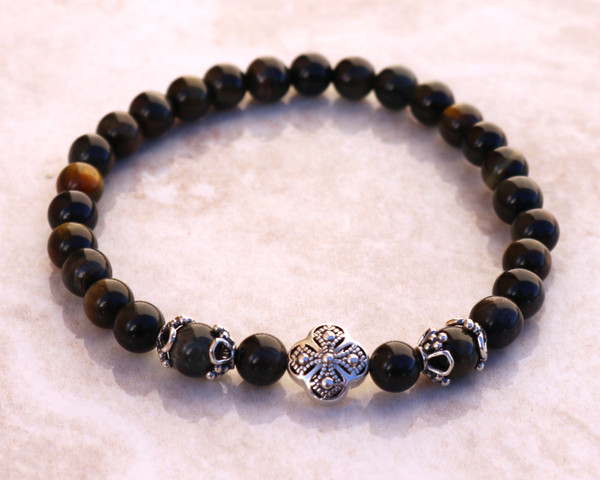 Semi-Precious Stone Blue Tiger Eye Prayer Bracelet