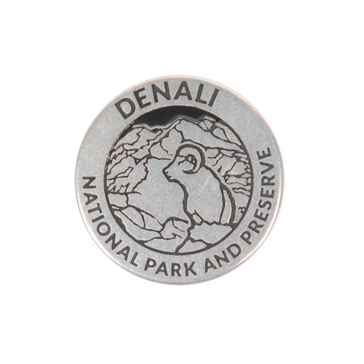 Denali one side USGS marker Denali National park 1 inch metal collector Token 
