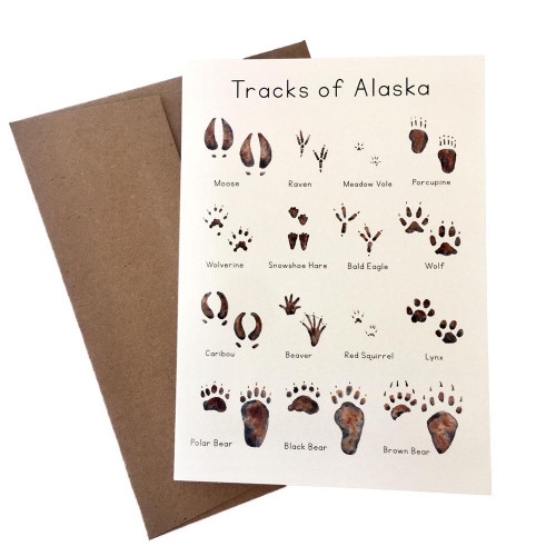 Alaska Animal Tracks Note Card Alaska Animal Tracks Note Card