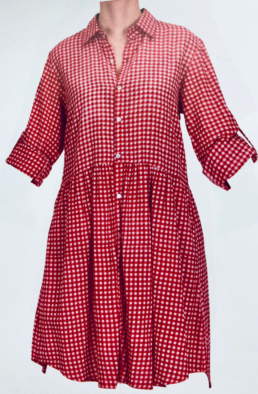 Gingham Tunic Dress Beach Cover Up (in 