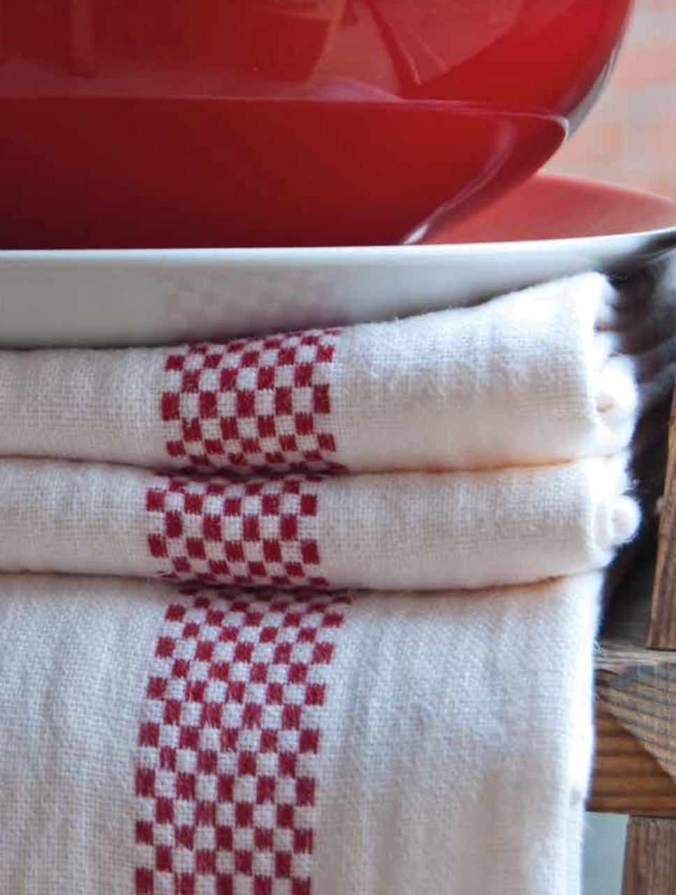 100% Linen Kitchen Tea Towel in Side Check Stripe White/Blue - THE BEACH  PLUM COMPANY