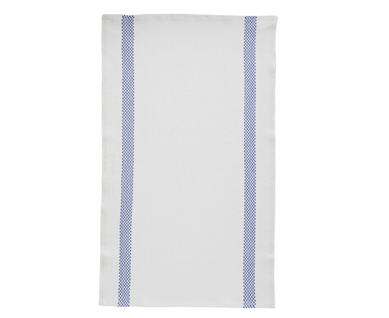 100% Linen Kitchen Tea Towel in Side Check Stripe White/Blue