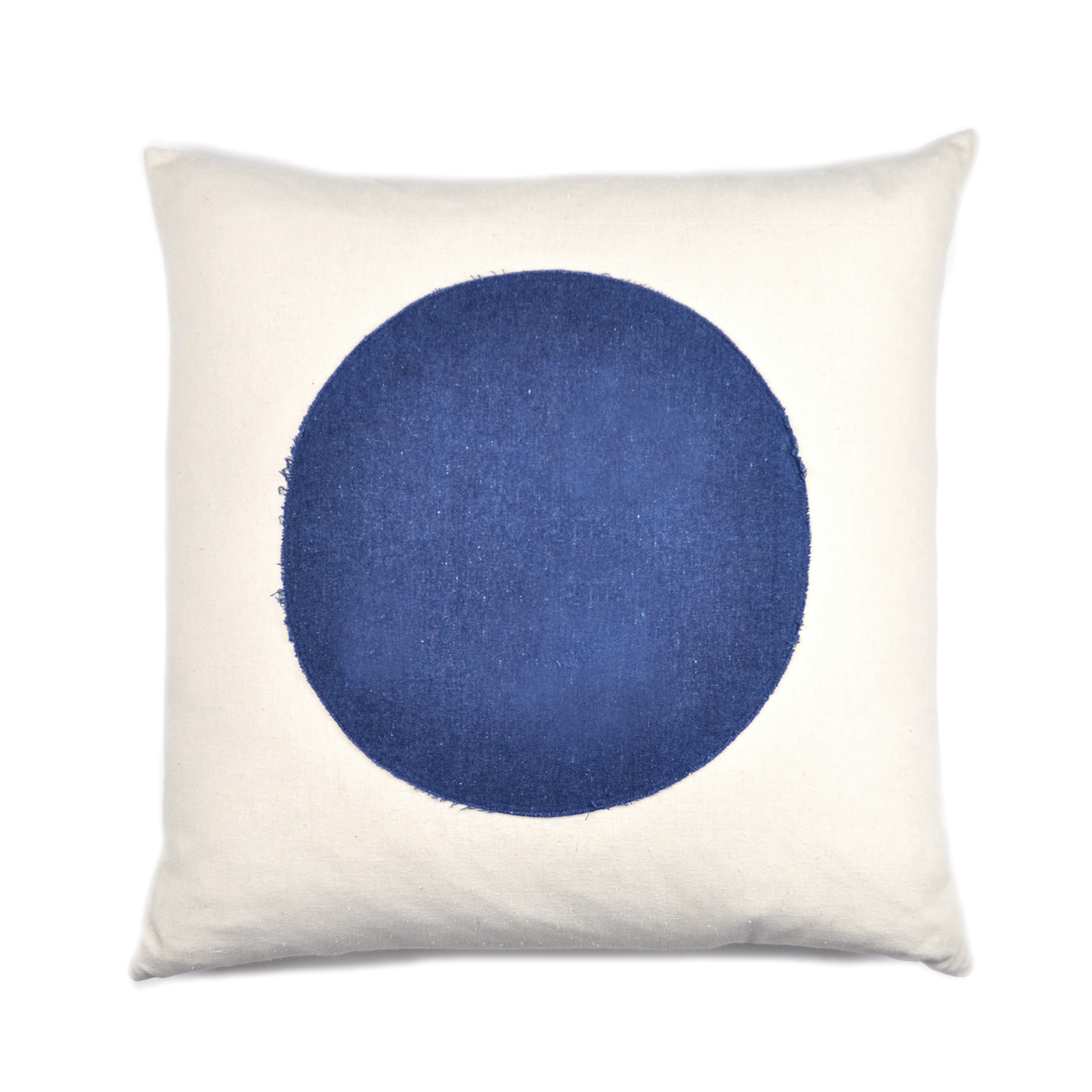 Handmade Indigo Floor Pillow Cover / Pillowcase in Signal Flag (Blue Circle)  fits a Euro Size Pillow Insert (not included) - THE BEACH PLUM COMPANY