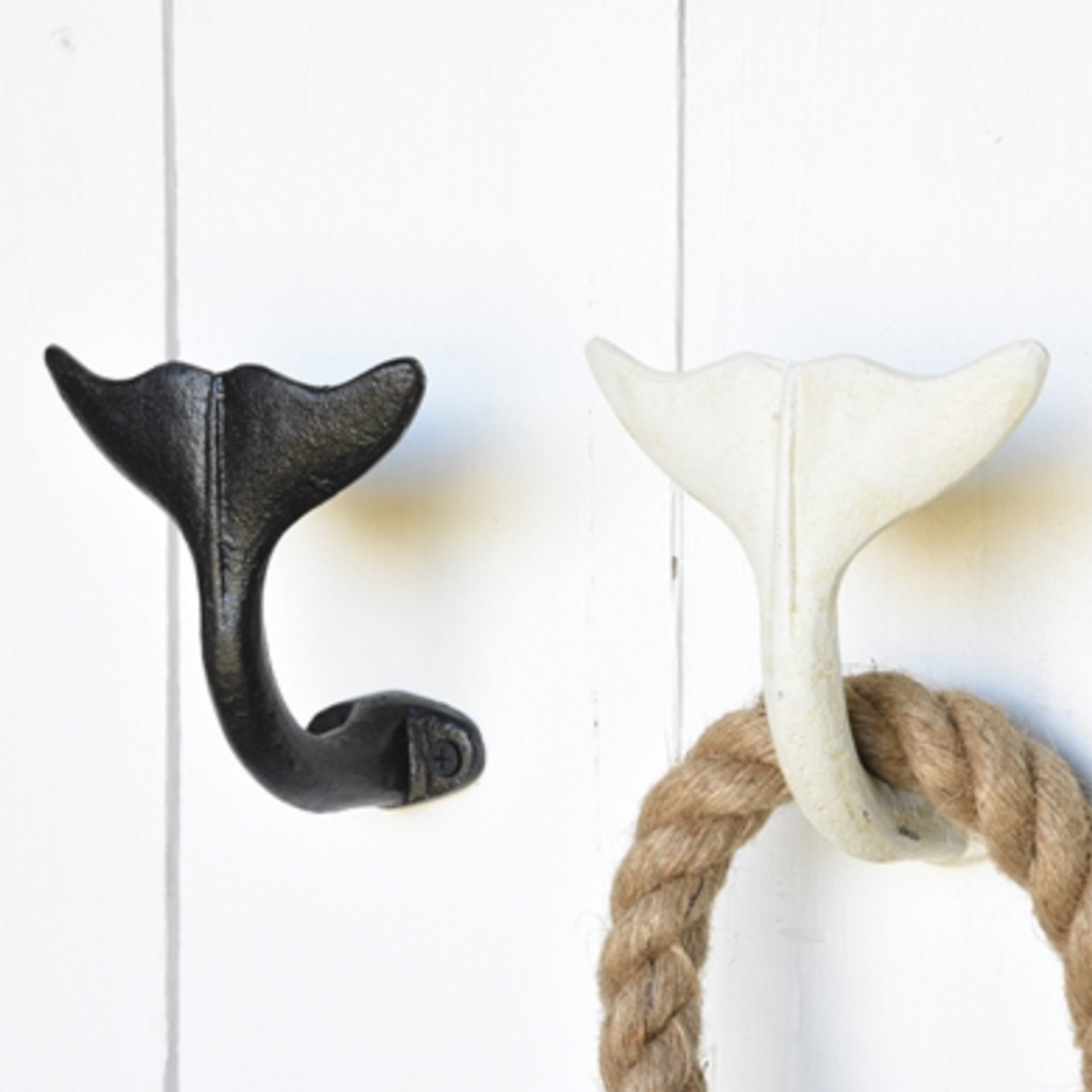 Cast Iron Whale Tail Hook (available in Black or White)