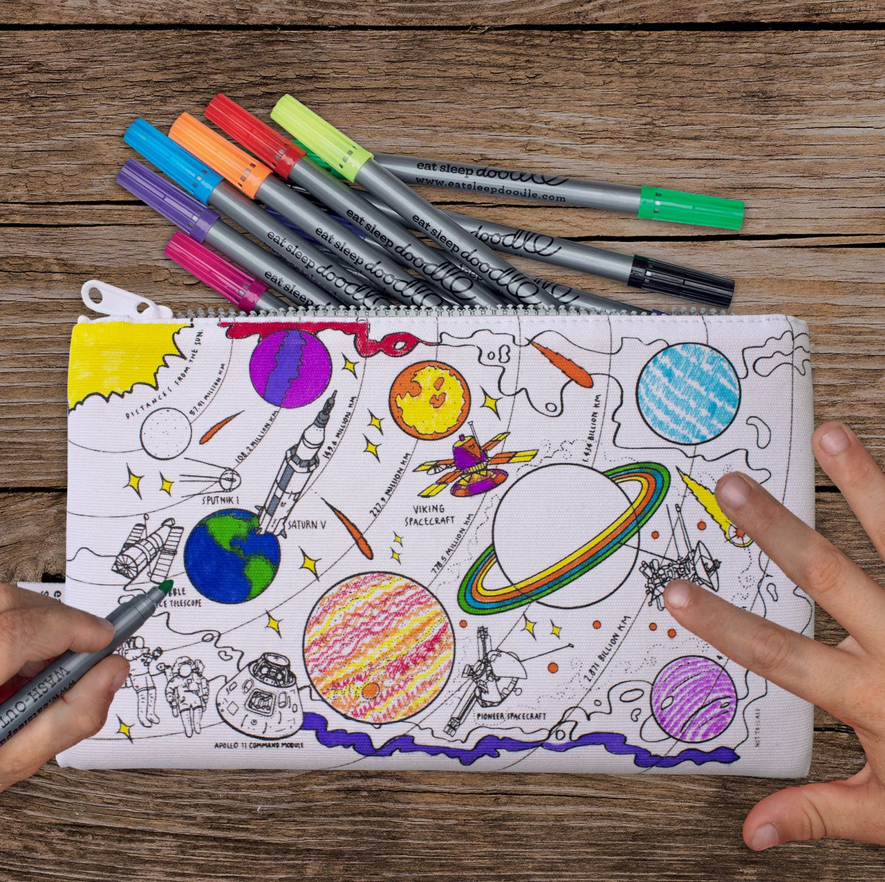 MSPC Cute Pencil Case for Kids Space Travel Theme, Size: 21, Orange