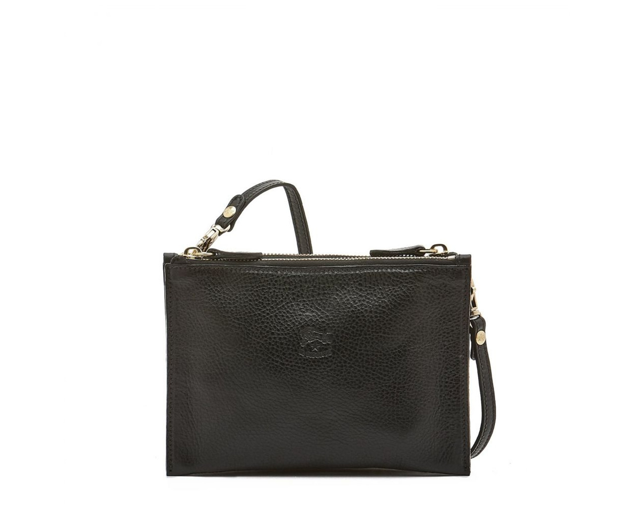 Giulia Women's Il Bisonte Talamone Clutch / Crossbody in Cowhide Double  Leather in BLACK