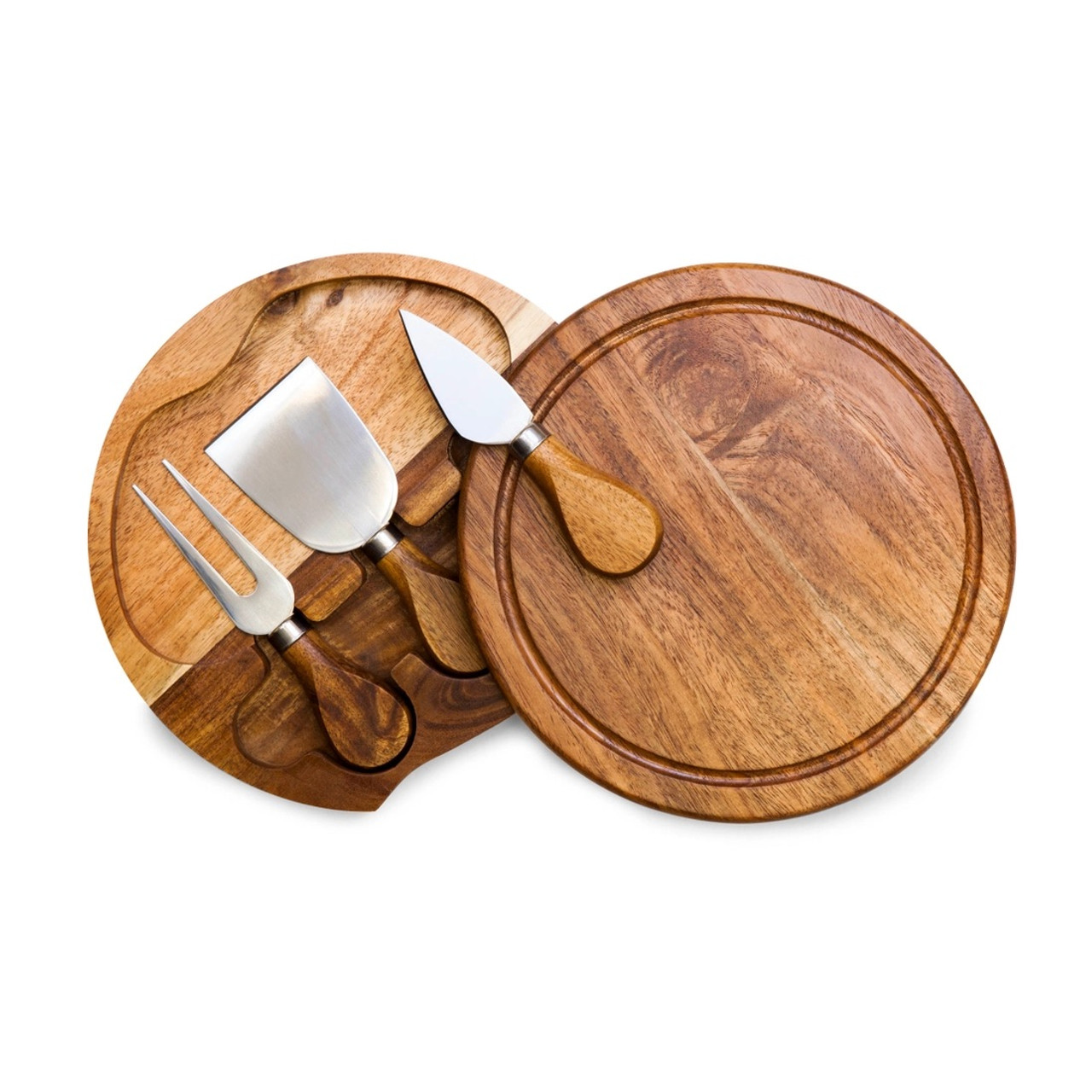 Acacia Wood Cheese Cutting Board and Tools (Knife Set of 3) - THE BEACH  PLUM COMPANY