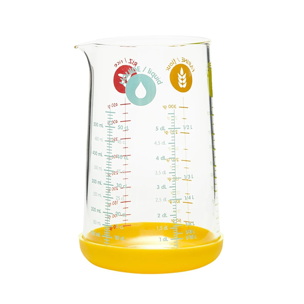 Glass and Silicone Wet / Dry Measuring Jug / Cup (Available in Small 17oz  or Large 34oz)