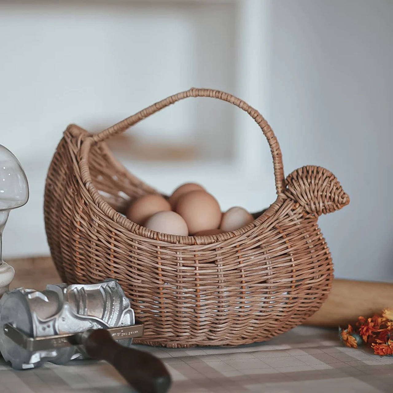 Rattan Chicken Egg Basket - THE BEACH PLUM COMPANY