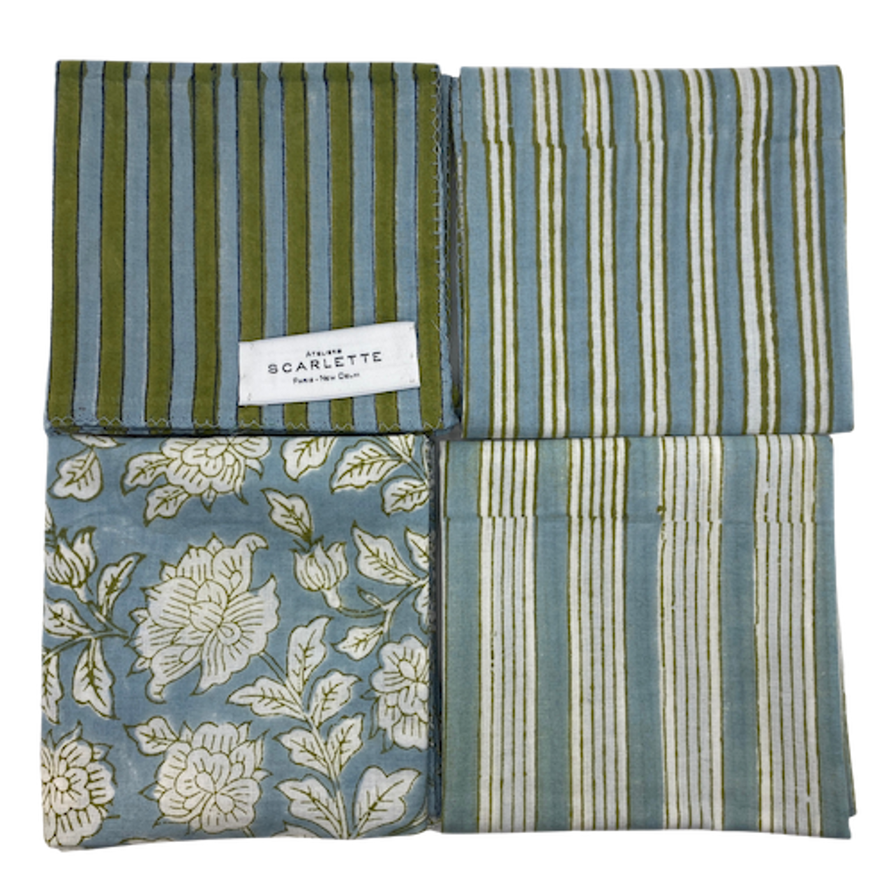 Campanule Hand Printed 100% Cotton Table Napkins (Set of 4) approx. 16 x  16 - THE BEACH PLUM COMPANY
