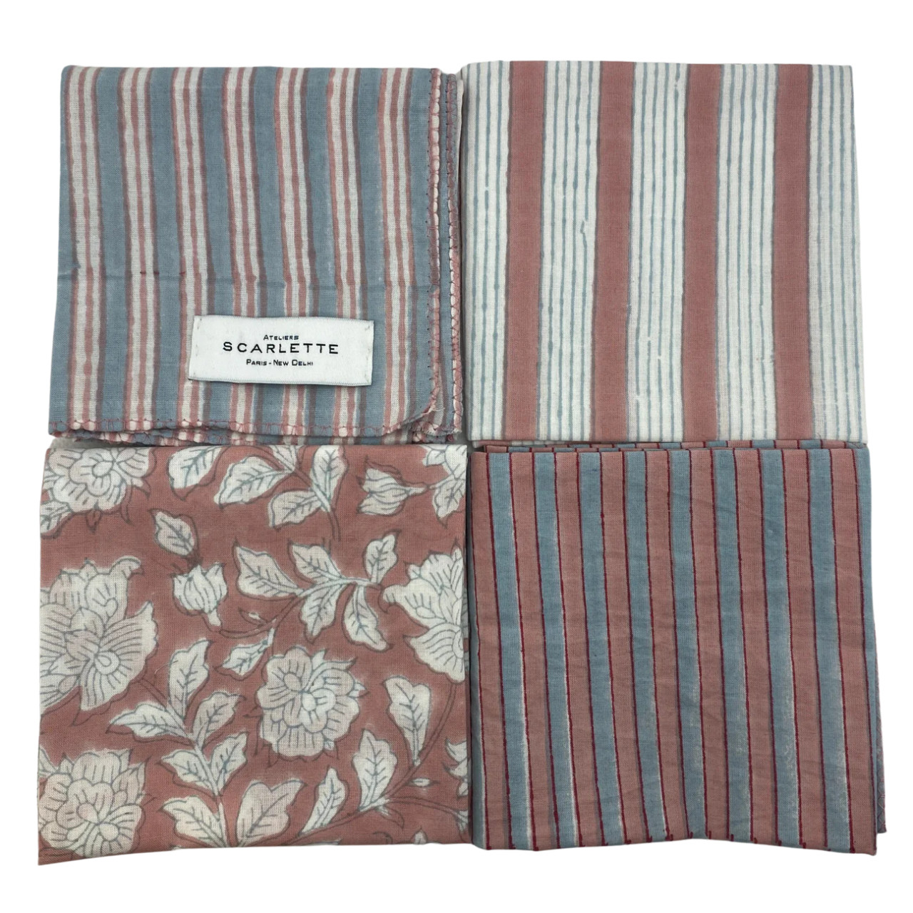 Campanule Hand Printed 100% Cotton Table Napkins (Set of 4) approx. 16 x  16 - THE BEACH PLUM COMPANY