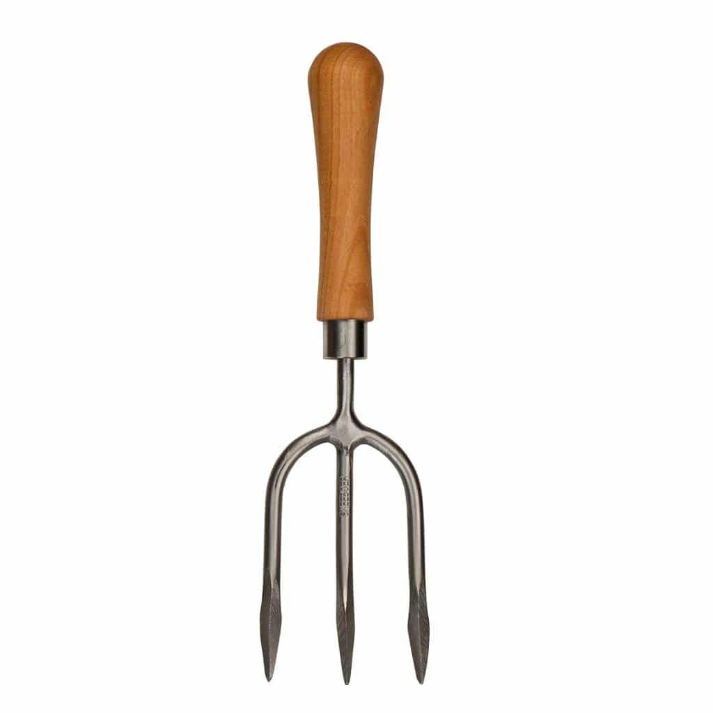Hand Weeding Fork 3t Round Tines in Cherry Wood by Sneeboer