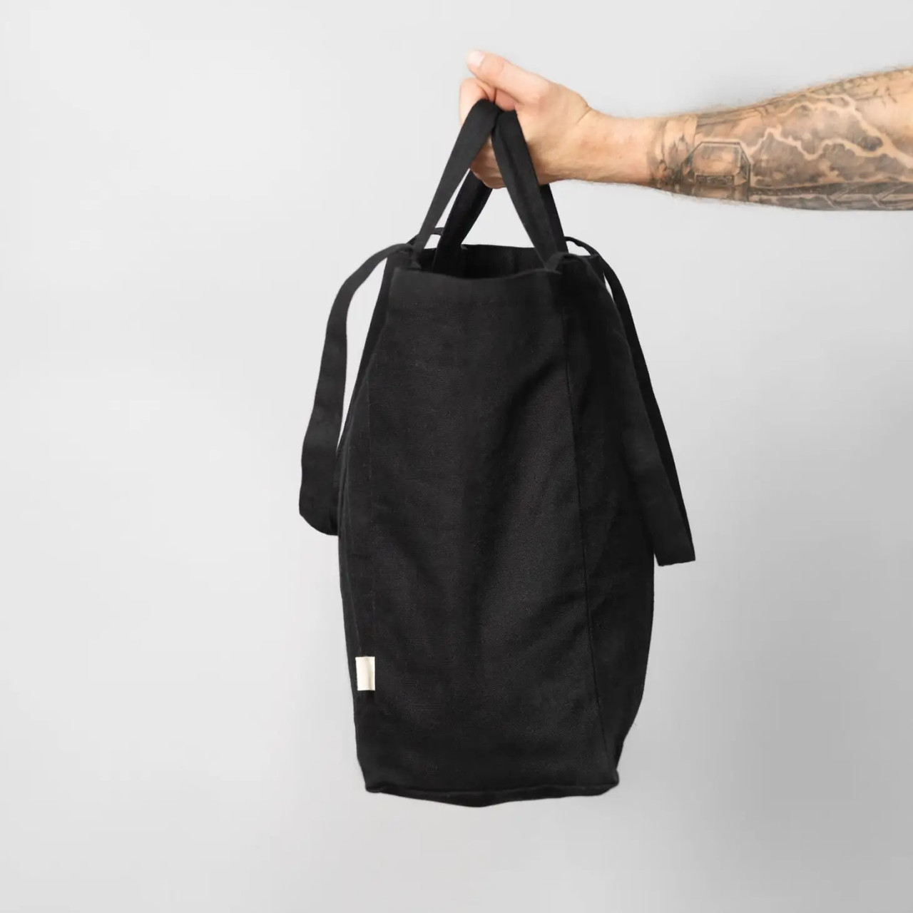 Black Organic Box Tote Bag