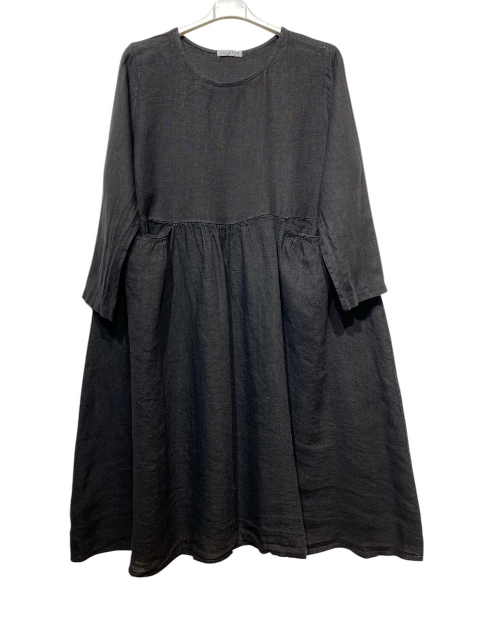 black linen dress with pockets Salone Black Linen Maxi Dress Ciao Lucia