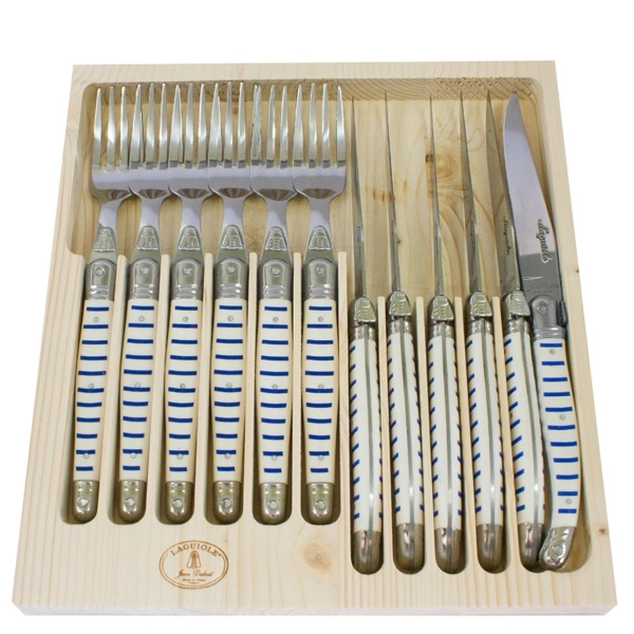 12 Piece Cutlery Flatware Set in Mariniere (Marine) Stripe by Jean