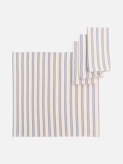 100% Cotton Napkin in Blue Double Stripe (Off White) PER EACH
