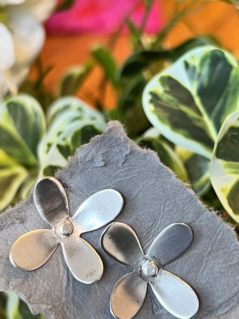 Sterling Silver Large Hydrangea Post Earrings