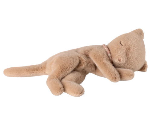 Small Sleeping Kitten Plush Cream Peach