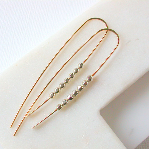 MEDIUM 2.25 Silver Nugget Threader Earrings in Gold Fill, Rose Gold Fill or Sterling Silver