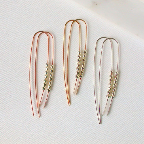 LARGE 2.75 Silver Nugget Threader Earrings in Gold Fill, Rose Gold Fill or Sterling Silver