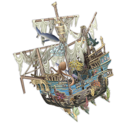 Sunken Galleon Ship 3D Pop Up Card
