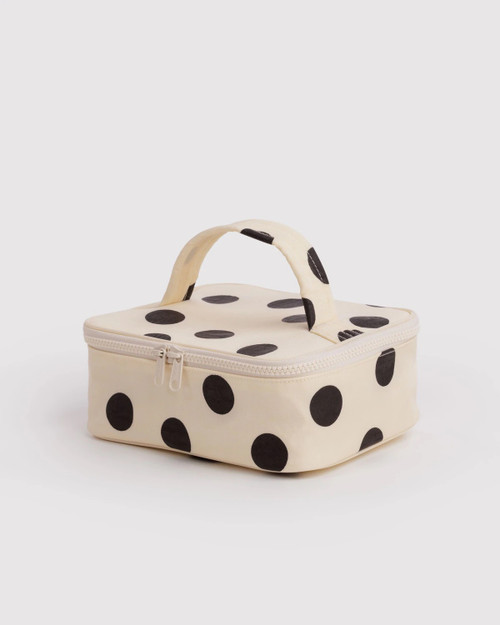 Baggu Small Cosmetic Case in CREAM & BLACK POLKA DOT