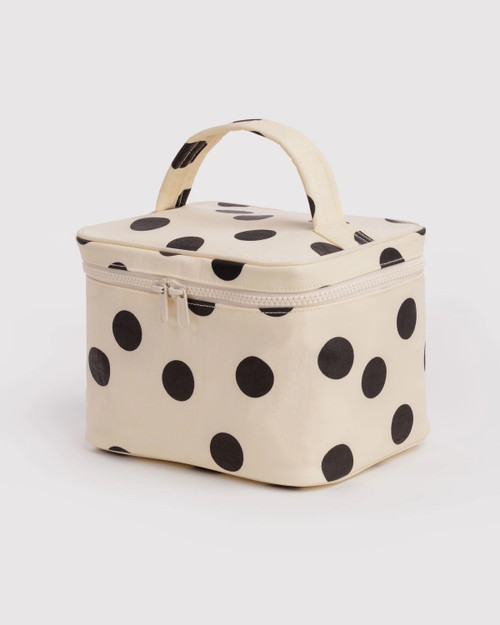 Baggu Large Cosmetic Case in CREAM & BLACK POLKA DOT