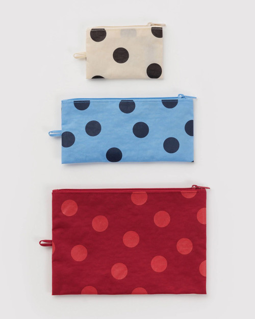 Baggu Flat Pouch Set in POLKA DOT MIX
