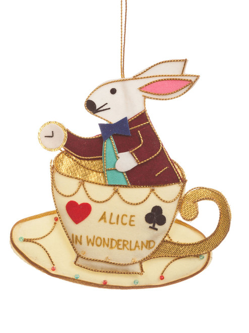 Rabbit in a Teacup Alice in Wonderland Ornament