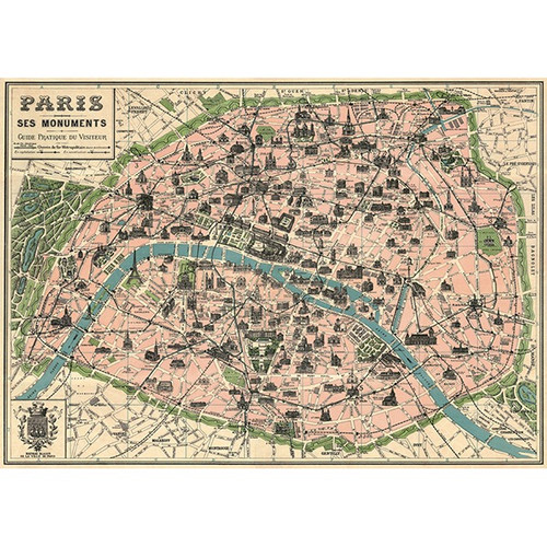 Map of Paris Wrap Sheet 20" x 28"