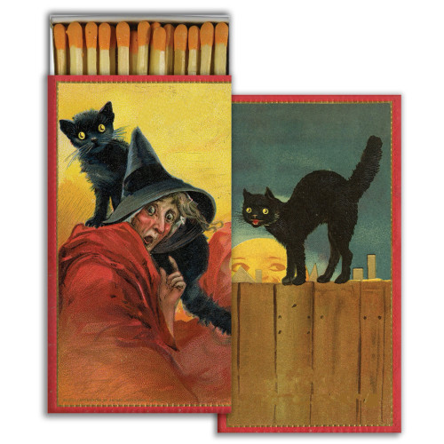 Black Cat Witch Halloween Match Box