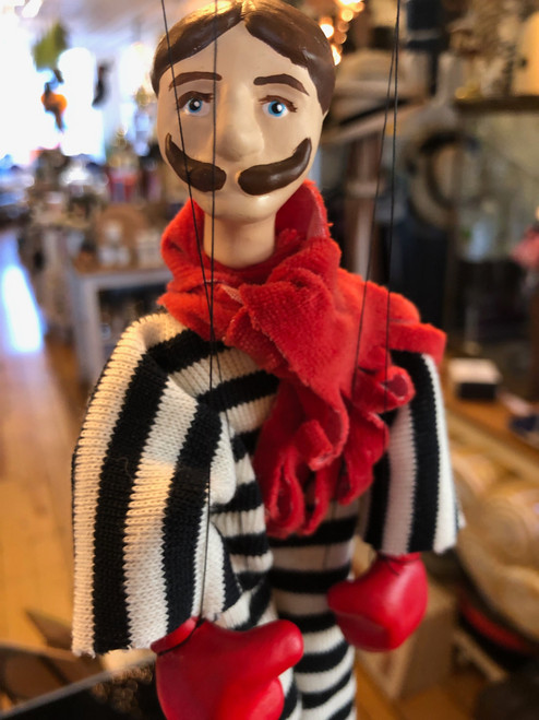 Marionette Puppet Mustache Man in Boxing Gloves