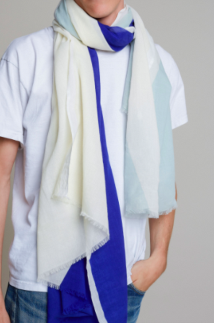 Electric Blue Geometric Cotton 418 Scarf