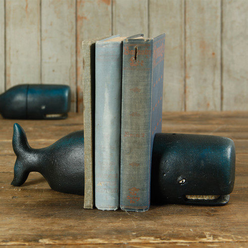 Cast Iron Whale Bookends in BLACK