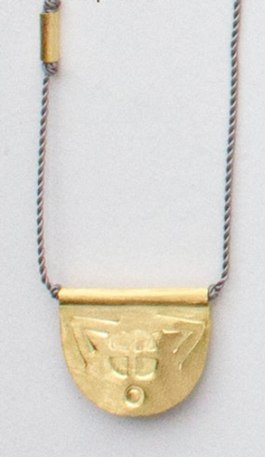 14K Gold Half Moon Talisman on Grey Nylon Necklace 16" SMALL 14K Gold Half Moon Talisman on Grey Nylon Necklace 16" SMALL