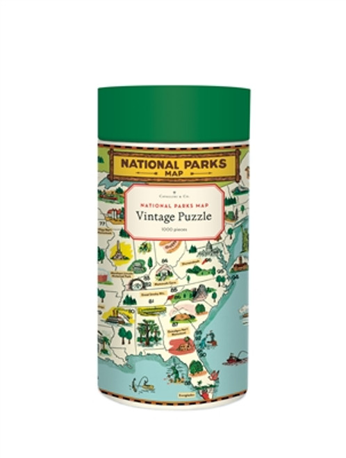Vintage Puzzle National Parks Map 1000 Piece Puzzle