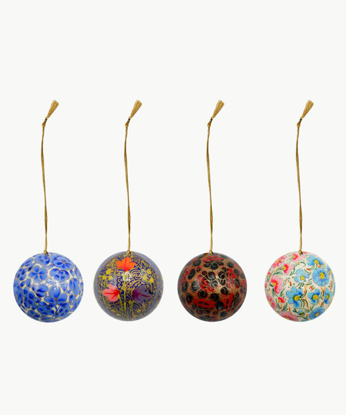 Handmade Christmas Ornament 2" Paper Mache (available single or as a set of four) SET G (medium) Handmade Christmas Ornament 2" Paper Mache (available single or as a set of four) SET G (medium)