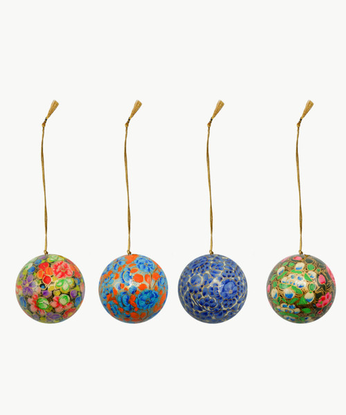 Handmade Christmas Ornament 2" Paper Mache (available single or as a set of four) SET H (medium) Handmade Christmas Ornament 2" Paper Mache (available single or as a set of four) SET H (medium)