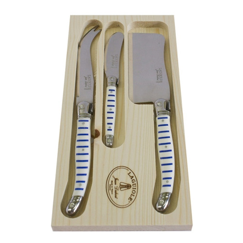 Cheese Set in Mariniere (Marine) Stripe by Jean Dubost Laguiole